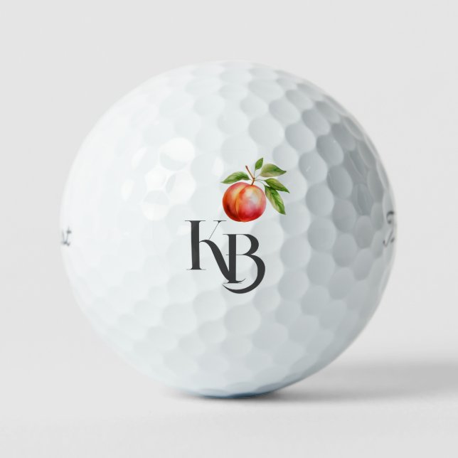 Custom Watercolor Peach Monogram Titleist 2023 Pro Golf Balls (Front)
