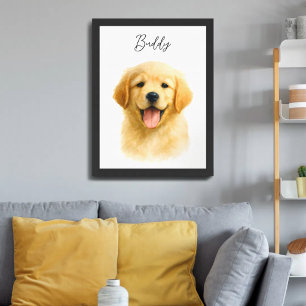 Custom Watercolor Pet Dog Portrait Poster