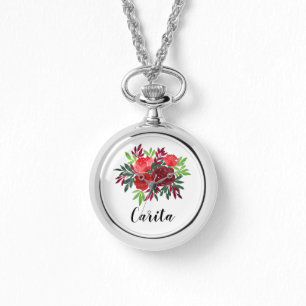 Custom Watercolor Roses Wraparound Watch