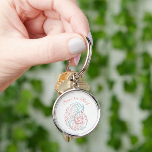 Custom Watercolor Shell Save the Reef Awareness Key Ring