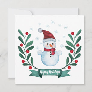 Custom Watercolor Snowman Christmas Card