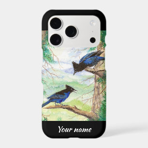 Custom Watercolor Stellar Jay Birds Forest Trees
