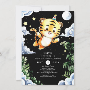 Custom Watercolor Tiger Birthday Invitation