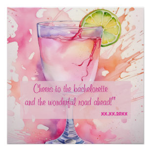 Custom Watercolor Toast Bachelorette Party Poster