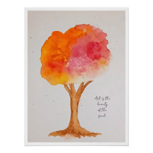 Custom Watercolor tree autumn harvest fall foliage Poster