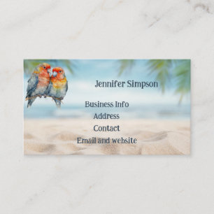 Custom  Watercolor Tropical Parrot Business Card