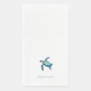 Custom Watercolor Tropical Sea Turtle Napkin