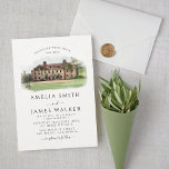 Custom Watercolor Venue Wedding   Invitation<br><div class="desc">Create a one-of-a-kind wedding invitation featuring a custom watercolor illustration of your wedding venue. This design is perfect for couples who want to add a personal and artistic touch to their special day. Please note: Before placing your order, contact me with a clear photo of your wedding venue. I will...</div>