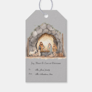 Custom Watercolor Vintage Christmas Nativity Scene Gift Tags