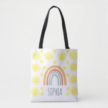 Custom Watercolor Whimsical Boho Rainbow and Sun 