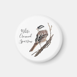 Custom Watercolor White Crowned Sparrow Bird Magnet