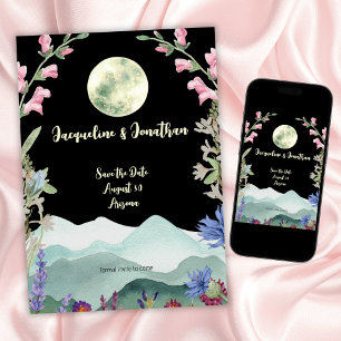 Custom Watercolor Wildflower Moon Save The Date Invitation