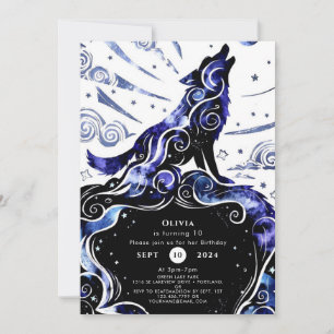 Custom Watercolor Wolf Birthday Invitation