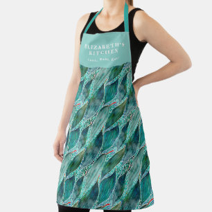 Custom Watercolour Eucalyptus Blue River Leaves Apron