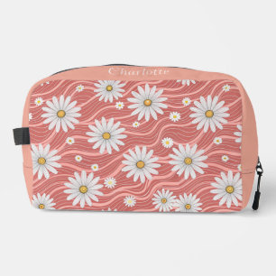 Custom Wavy Pink Daisies Dopp Kit