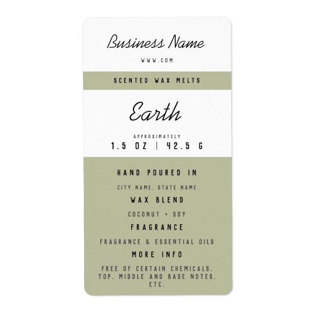 Custom Wax Melt Labels (Front)