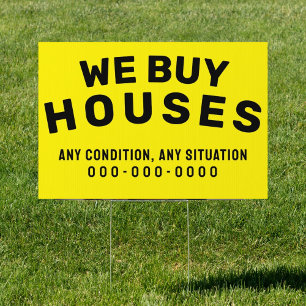 Custom We Buy Houses Real Estate Property Yard Garden Sign