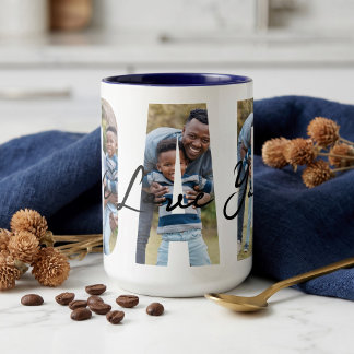 Custom We Love You Dad Photo Father’s Day Gift Two-Tone Coffee Mug