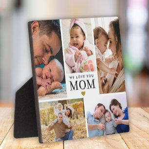 Custom We Love You Mum 5 Photo Collage White Plaque