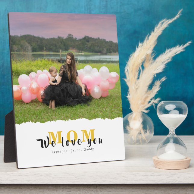 Custom We Love You Mum Photo Collage mother's day Plaque (Side)