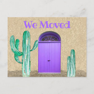 Custom We Moved Purple Doors Southwest Cactus Postcard