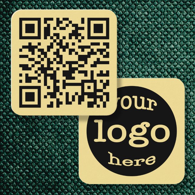 Custom Website Address QR Code Company Logo Gold Square Business Card (Custom Website Address QR Code Company Logo Gold Square Business Card)