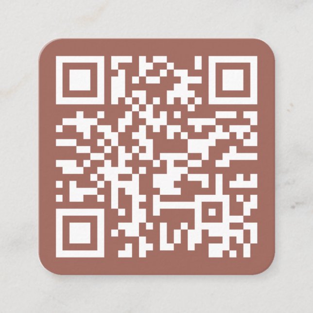 Custom Website QR Code Company Logo Rust Brown Square Business Card (Front)