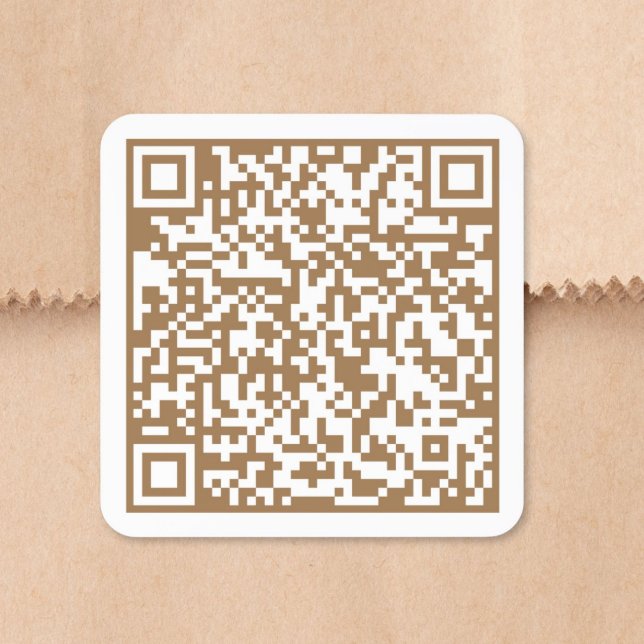 Custom Website QR Code Gold Square Sticker (Custom Website QR Code Gold Square Sticker)