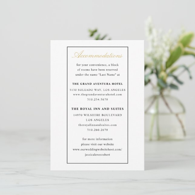 Custom Wedding Accommodations Card to be Trimmed (Standing Front)