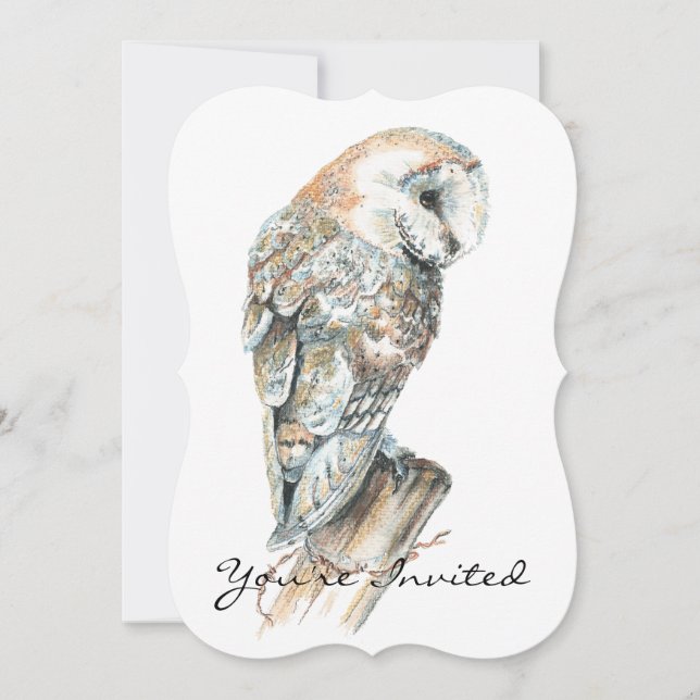 Custom Wedding Anniversary Barn Owl Art Invitation (Front)