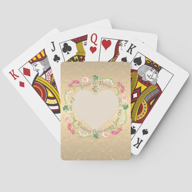 Custom Wedding Anniversary Fresia Floral    Playing Cards (Back)