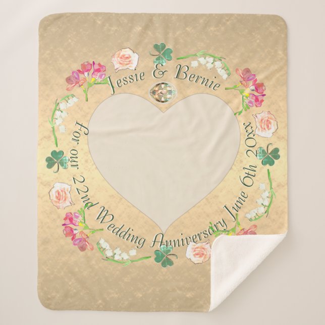 Custom Wedding Anniversary Fresia Floral    Sherpa Blanket (Front)