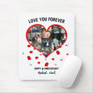 Custom Wedding Anniversary Heart Photo Collage Mouse Mat