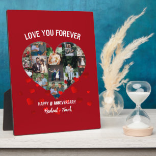 Custom Wedding Anniversary Heart Photo Collage Plaque