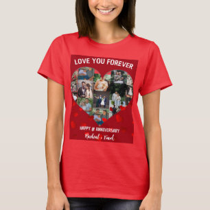 Custom Wedding Anniversary Heart Photo Collage T-Shirt