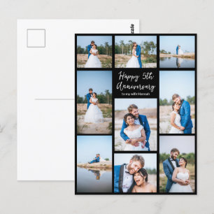 Custom Wedding Anniversary Newlywed Photo Collage Postcard