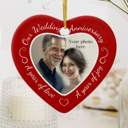 Custom Wedding Anniversary Photo Ceramic Tree Decoration
