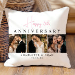 Custom Wedding Anniversary Photo Collage Cushion<br><div class="desc">Celebrate your love story with our Custom Wedding Anniversary Photo Collage Throw Pillow. You can add your favourite 3 photos and personalise it with your wedding anniversary date. With a modern and minimalist black, white, and blush pink design, this elegant keepsake makes the perfect gift for commemorating your special day!...</div>