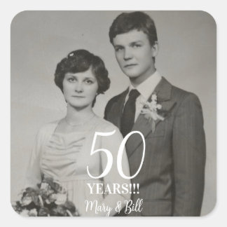 custom wedding anniversary photo modern square sticker