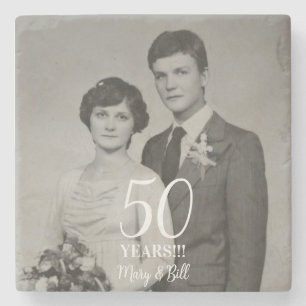 custom wedding anniversary photo modern stone coaster