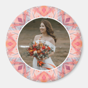 Custom Wedding Anniversary Pink Peach Star Photo Magnet