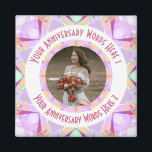 Custom Wedding Anniversary Purple Photo Greeting Magnet<br><div class="desc">Custom Wedding Anniversary Star Purple Pinkish Red Peach Turquoise Photo Greeting Ornament Photo Greeting Magnet Decoration Gifts. Decorate your kitchen or home office for an anniversary with this pretty purple, pinkish red, peach, and fresh turquoise geometric art star pattern magnet. Give your home interior a maximalist, cheerful, warm colour glow....</div>