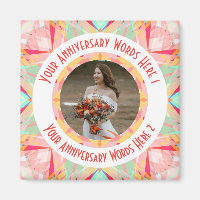 Custom Wedding Anniversary Red Pink Photo Greeting
