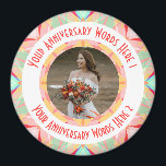Custom Wedding Anniversary Red Pink Photo Greeting Magnet<br><div class="desc">Custom Wedding Anniversary Star Red Pink Green Peach Orange Turquoise Photo Greeting Ornament Photo Greeting Magnet Decoration Gifts. Decorate your kitchen or home office for an anniversary with this pretty light green, pastel pink, bright orange, cheerful red, pretty peach, and fresh turquoise geometric art star pattern magnet. Give your home...</div>