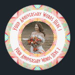 Custom Wedding Anniversary Red Pink Photo Greeting Magnet<br><div class="desc">Custom Wedding Anniversary Star Red Pink Green Peach Orange Turquoise Photo Greeting Ornament Photo Greeting Magnet Decoration Gifts. Decorate your kitchen or home office for an anniversary with this pretty light green, pastel pink, bright orange, cheerful red, pretty peach, and fresh turquoise geometric art star pattern magnet. Give your home...</div>