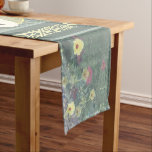 Custom Wedding Anniversary Wildflowers  Short Table Runner<br><div class="desc">This scarf is designed for her wedding anniversary, with my hand drawn wildflowers framed with Arabic-like tile font spelling out "love." I'm drawing on Italian Renaissance and Arabic mosaic tiles as inspiration as well as Illustrators nifty 3D tools for a contemporary feel. If you would like any customisation, just message...</div>