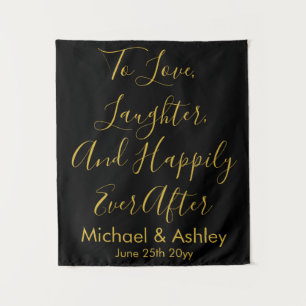 Custom Wedding Backdrop Black Gold Prop Reception Tapestry