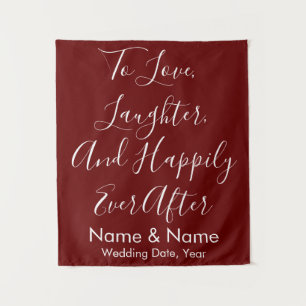 Custom Wedding Backdrop, Burgundy Ceremony Decor Tapestry