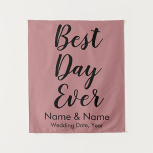Custom Wedding Backdrop for Ceremony Best Day Ever Tapestry