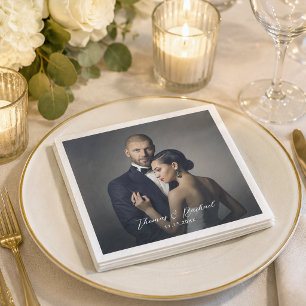 Custom Wedding Bride and Groom's Photo Napkins